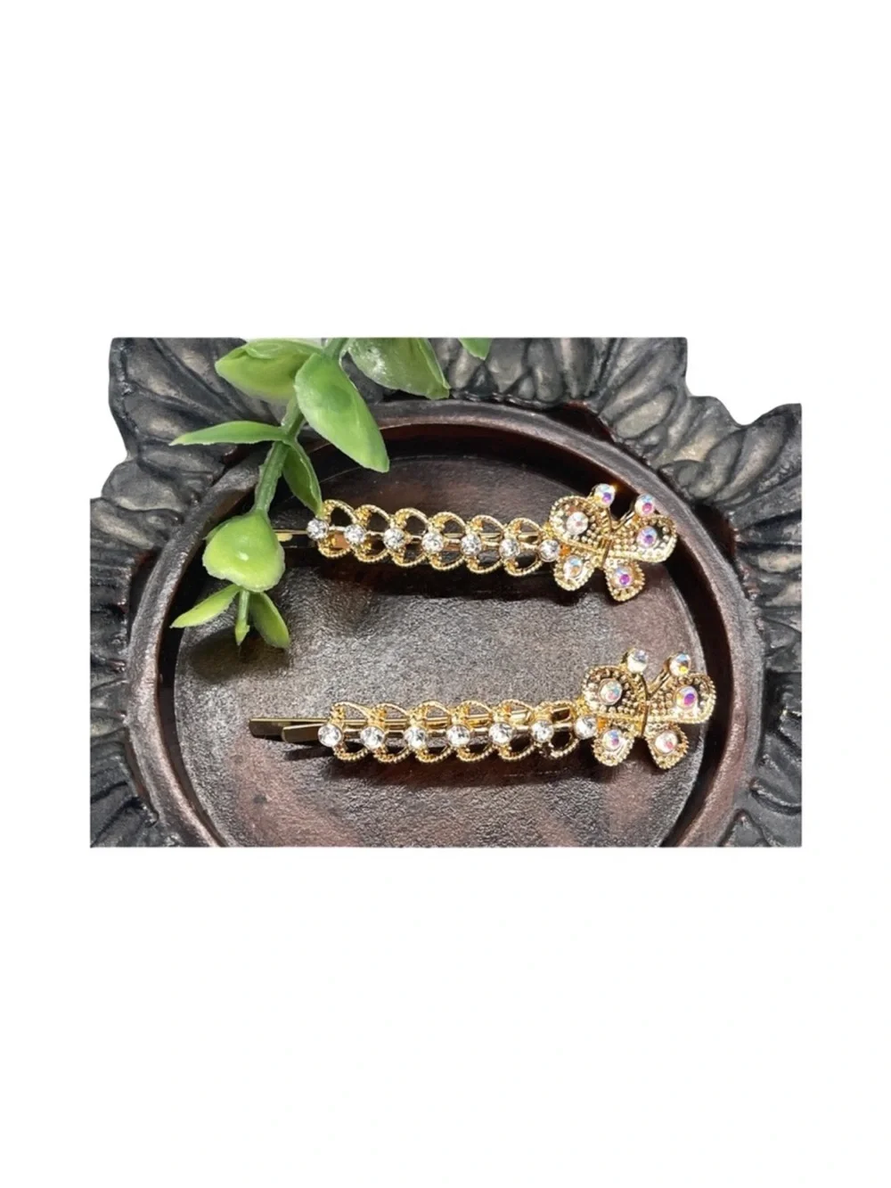Elegant Gold Butterfly Hair Clips with Crystal Accents FINAL PRICE DROP